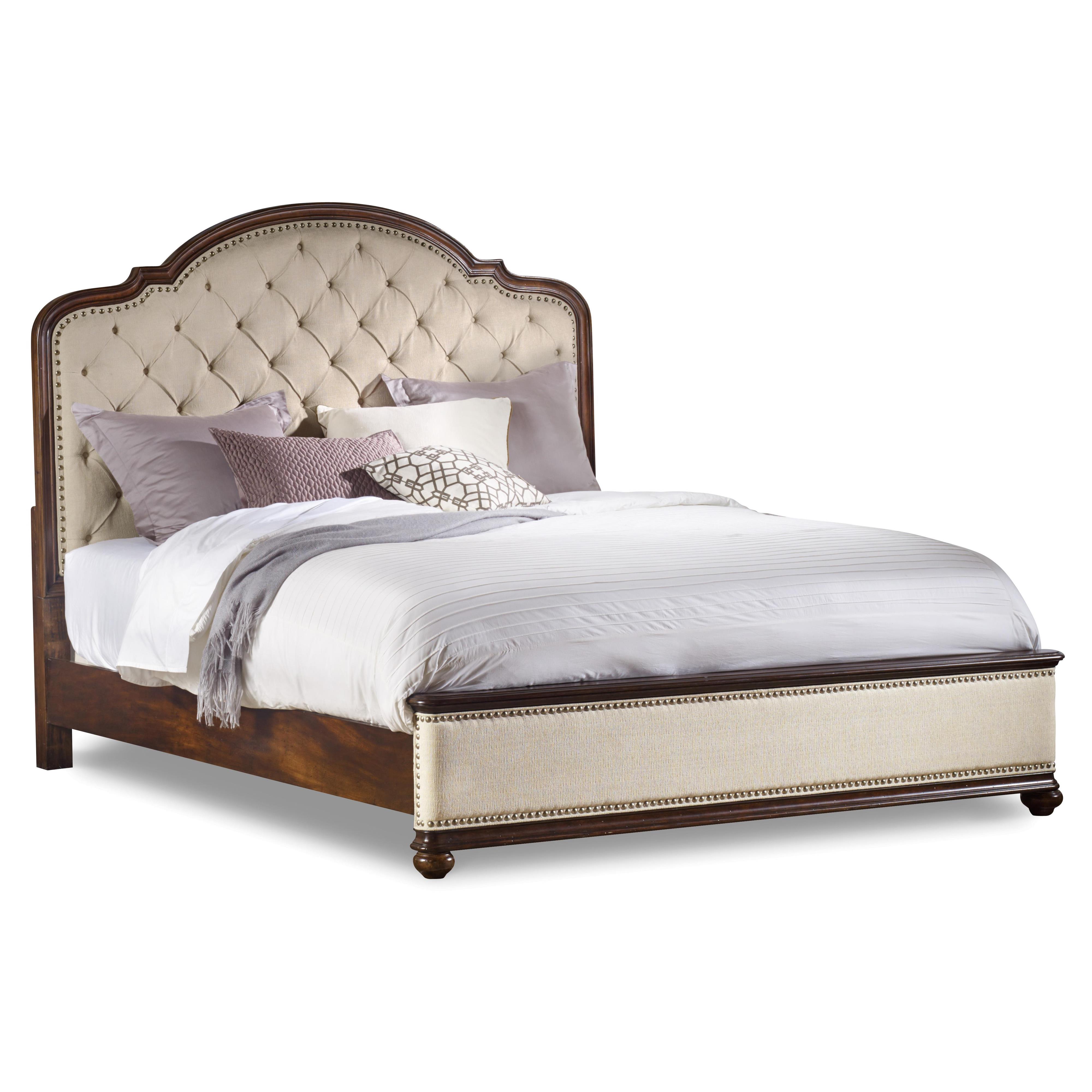 King headboard upholstered deals with wood trim
